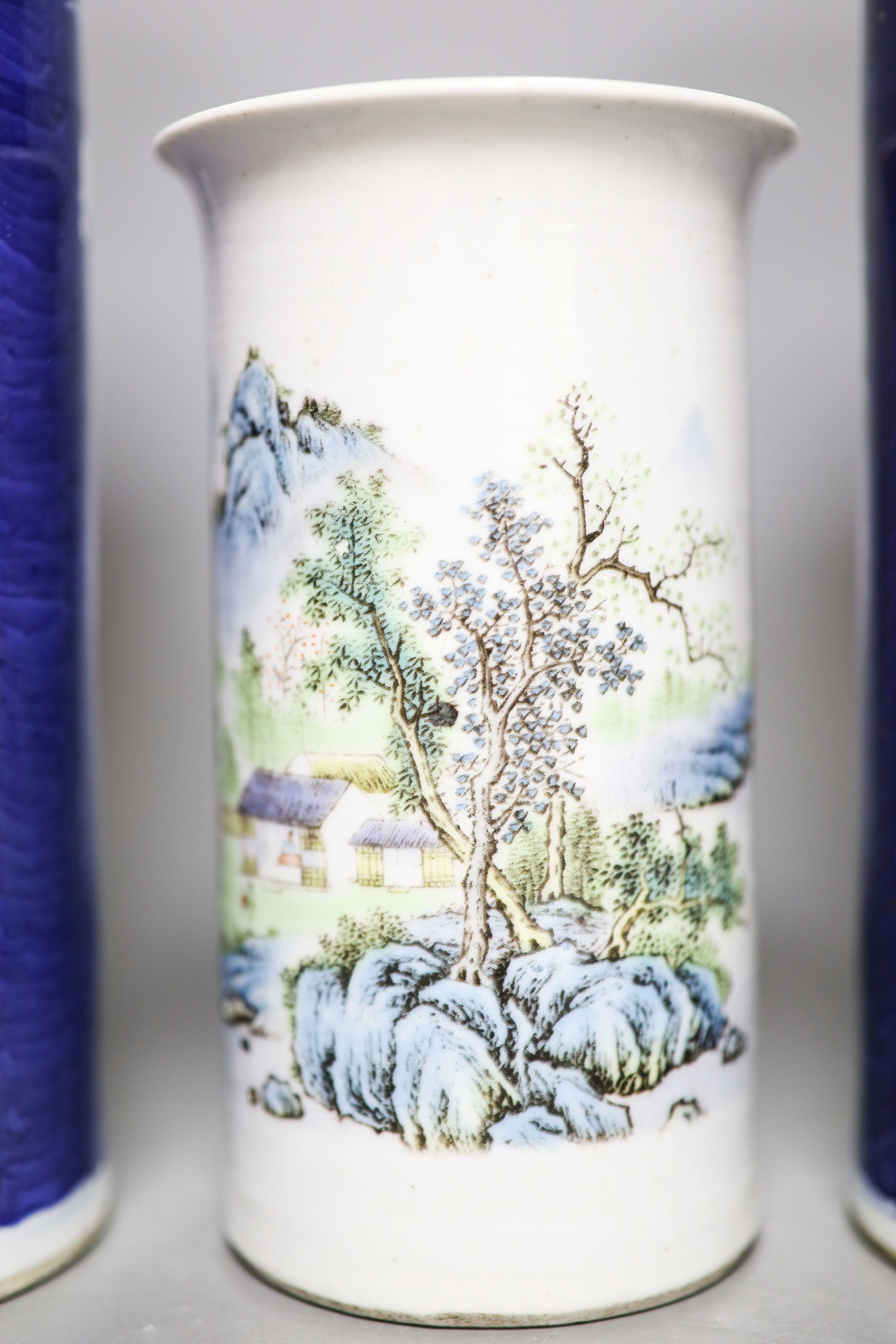 Three Chinese sleeve vases, 19th century and later, tallest 30.5 cm